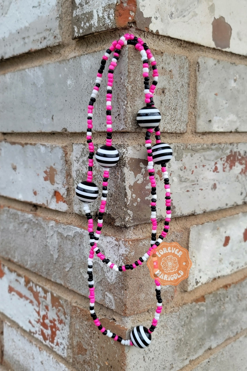 Pink, Black, & White Car Charm