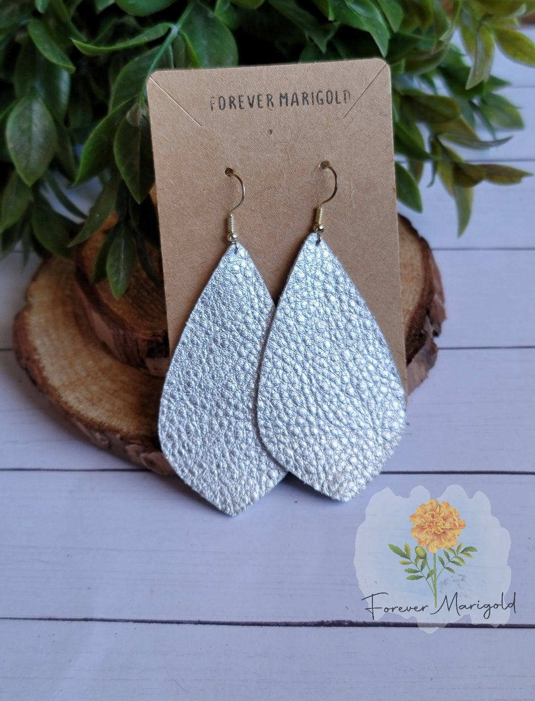 Silver Leather Earrings