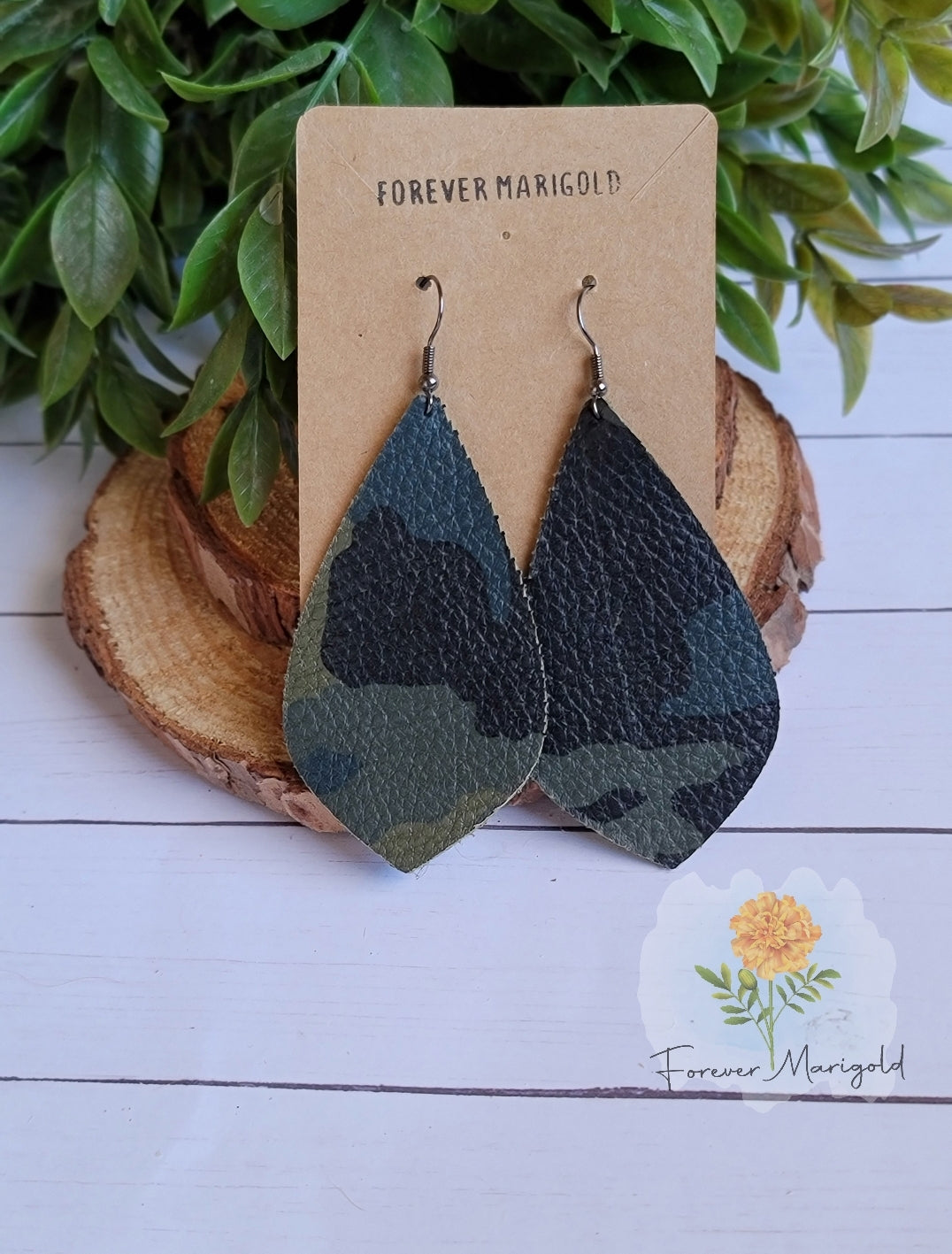 Camo Leather Earrings