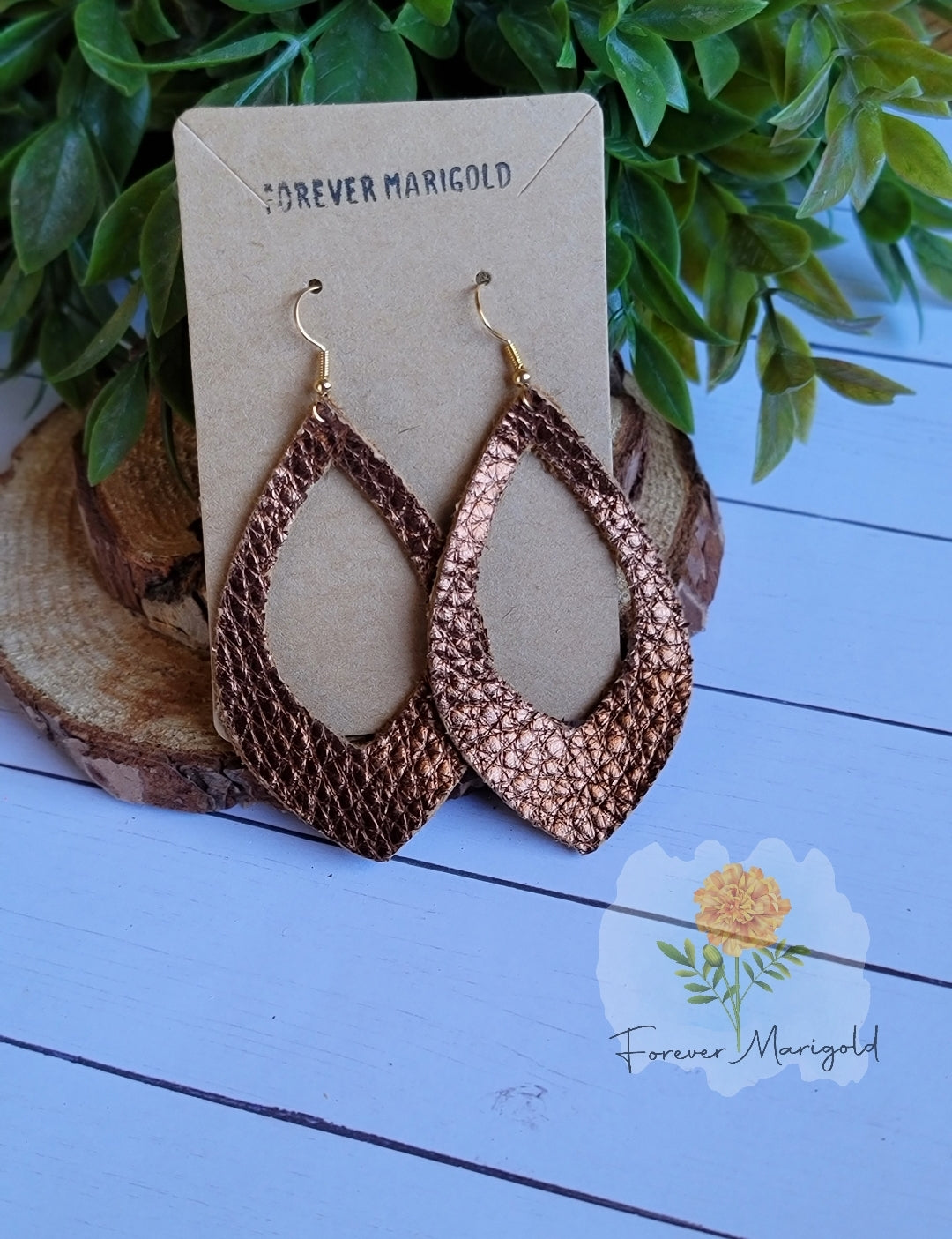 Copper Cutout Leather Earrings