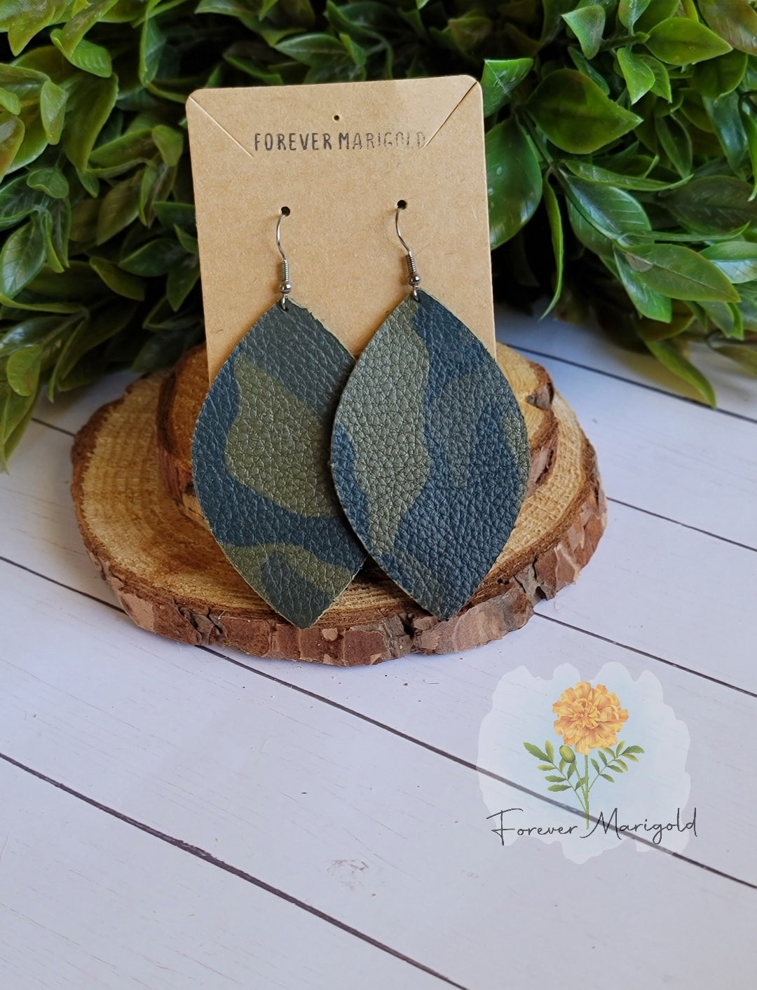 Camo Leather Earrings